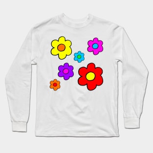 Pop Flower White Long Sleeve T-Shirt
